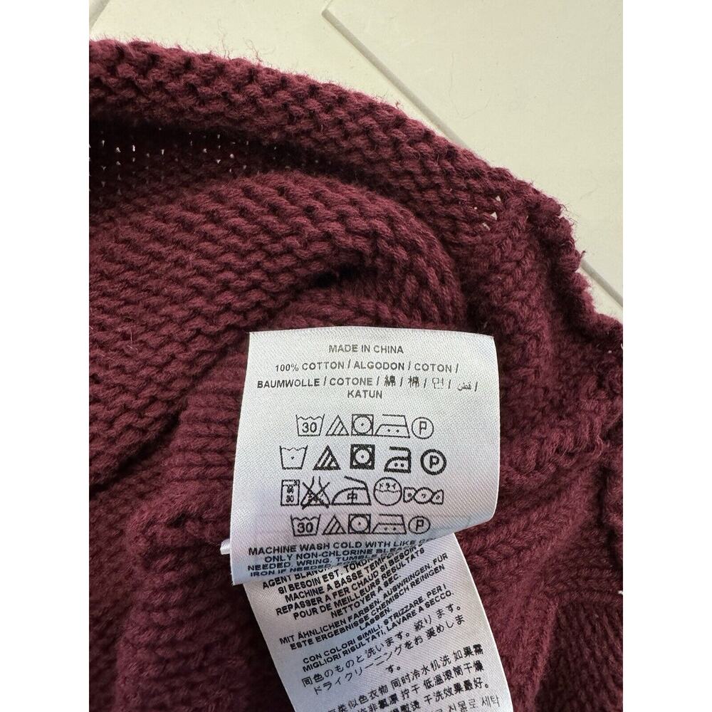 Guess Women's Sz S Burgundy Knit Cowl Neck Sweater Zipper Accent 100% Cotton - Picture 4 of 6
